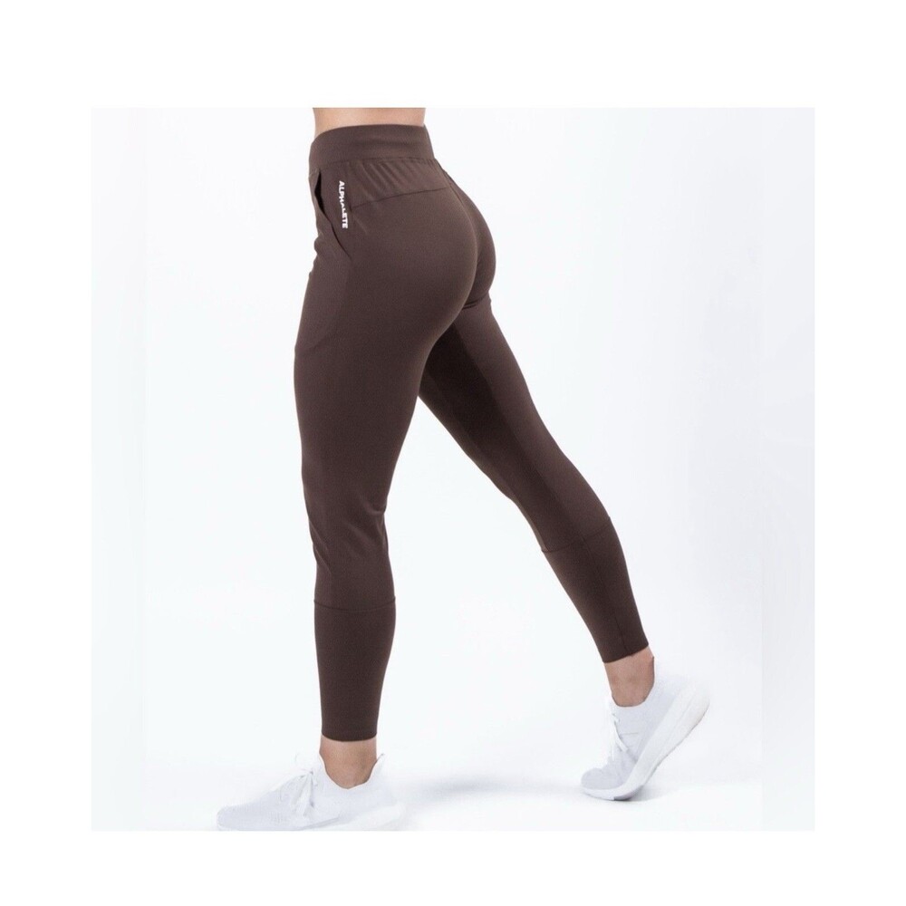 Alphalete Women's Trace High Waisted Athletic Jogger Pants, Coffee- Size medium